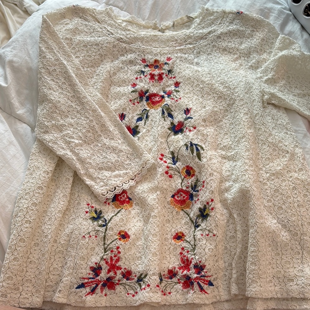 Floral Embroidered Lace Top